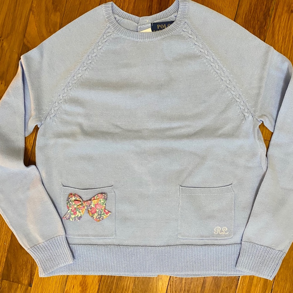 BNWT girls cotton bow back sweater.
